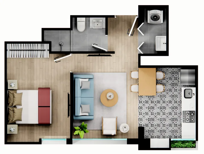 Plano Flat 702 — 1 Dorm. (41.87 m2)
